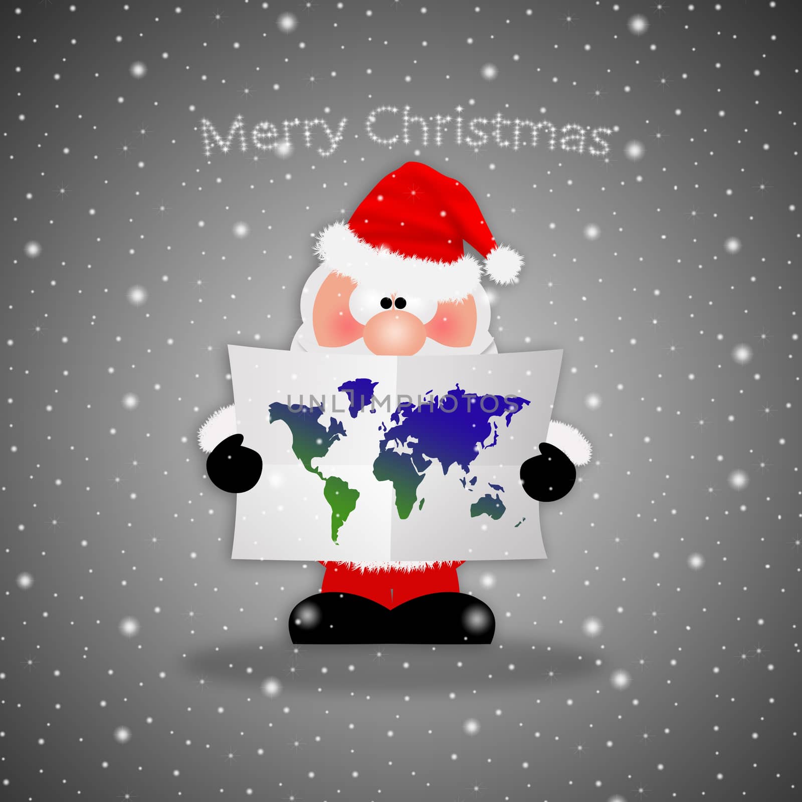 Santa Claus with map