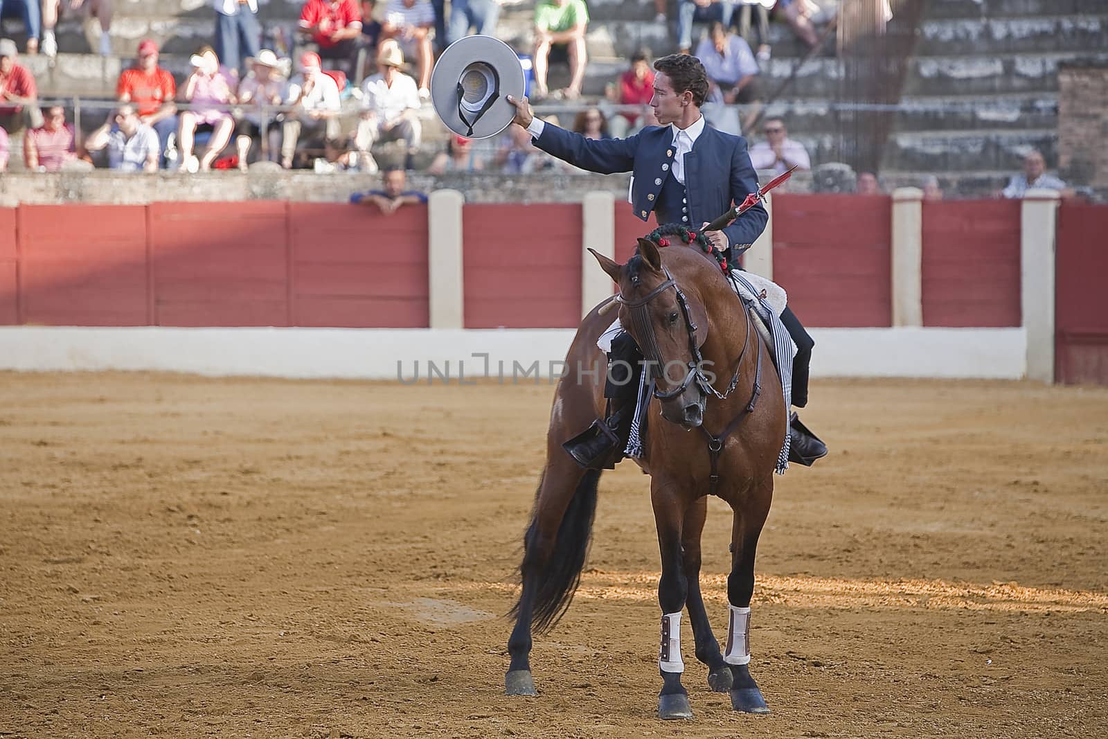 Leonardo Hernandez, bullfighter on horseback spanish, Baeza, Jaen province, Spain, 14 august 2009