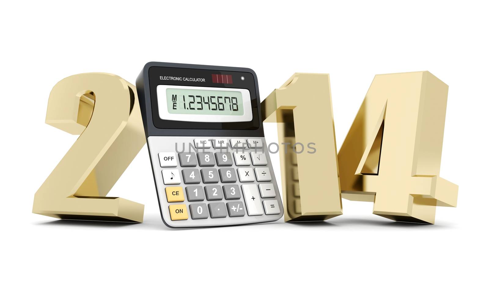 happy new year 2014 Illustrations 3d on a white background