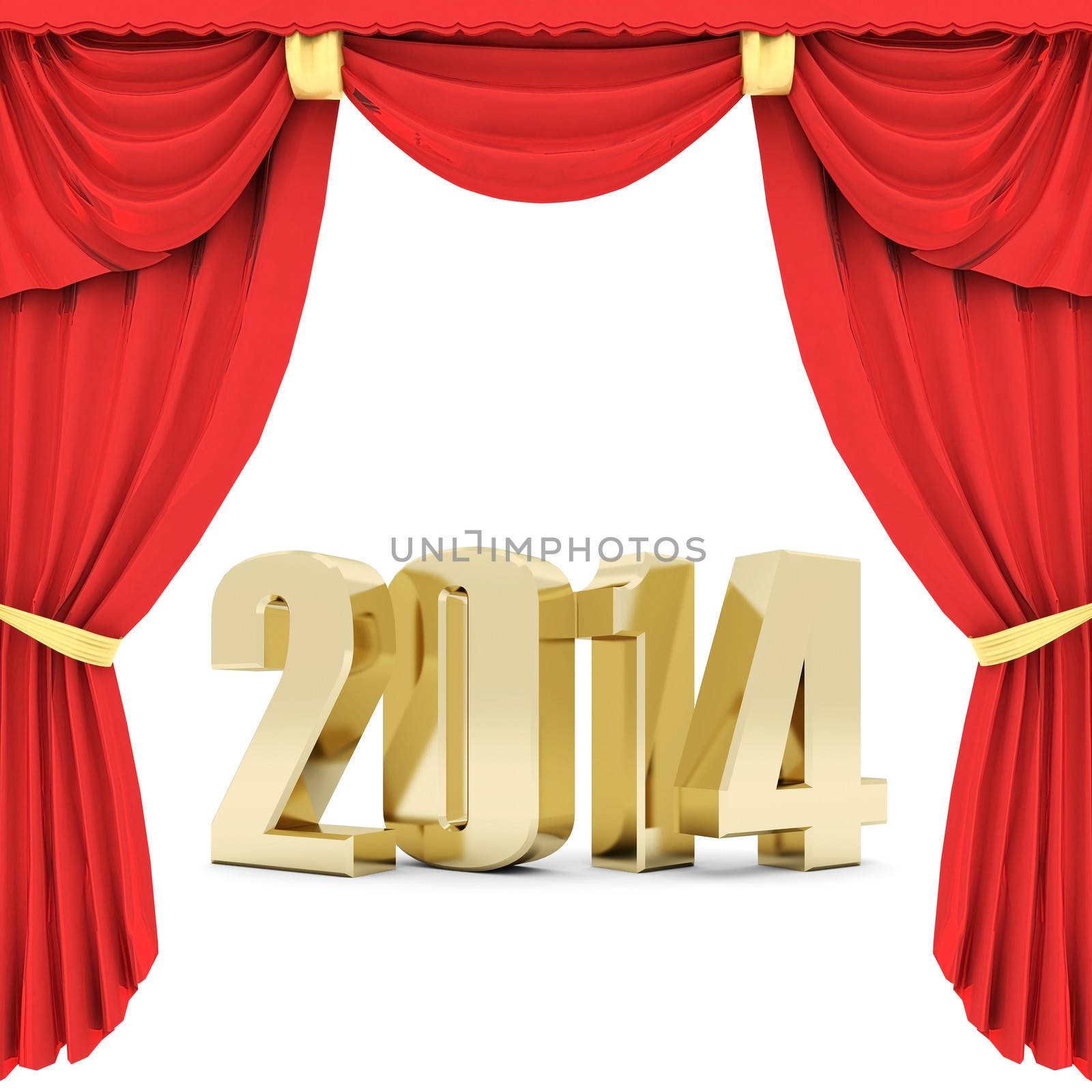 happy new year 2014 Illustrations 3d on a white background