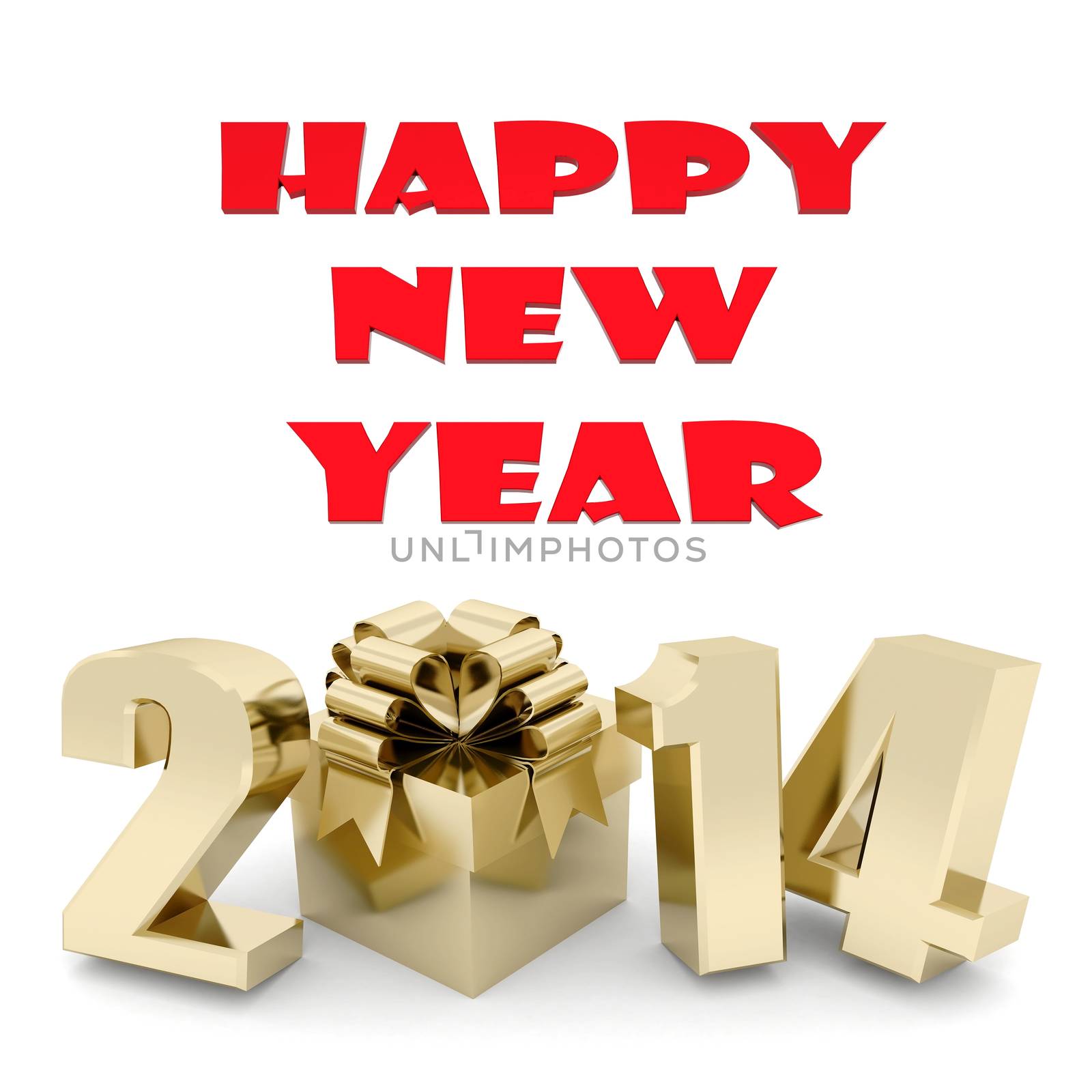 happy new year 2014 Illustrations 3d on a white background