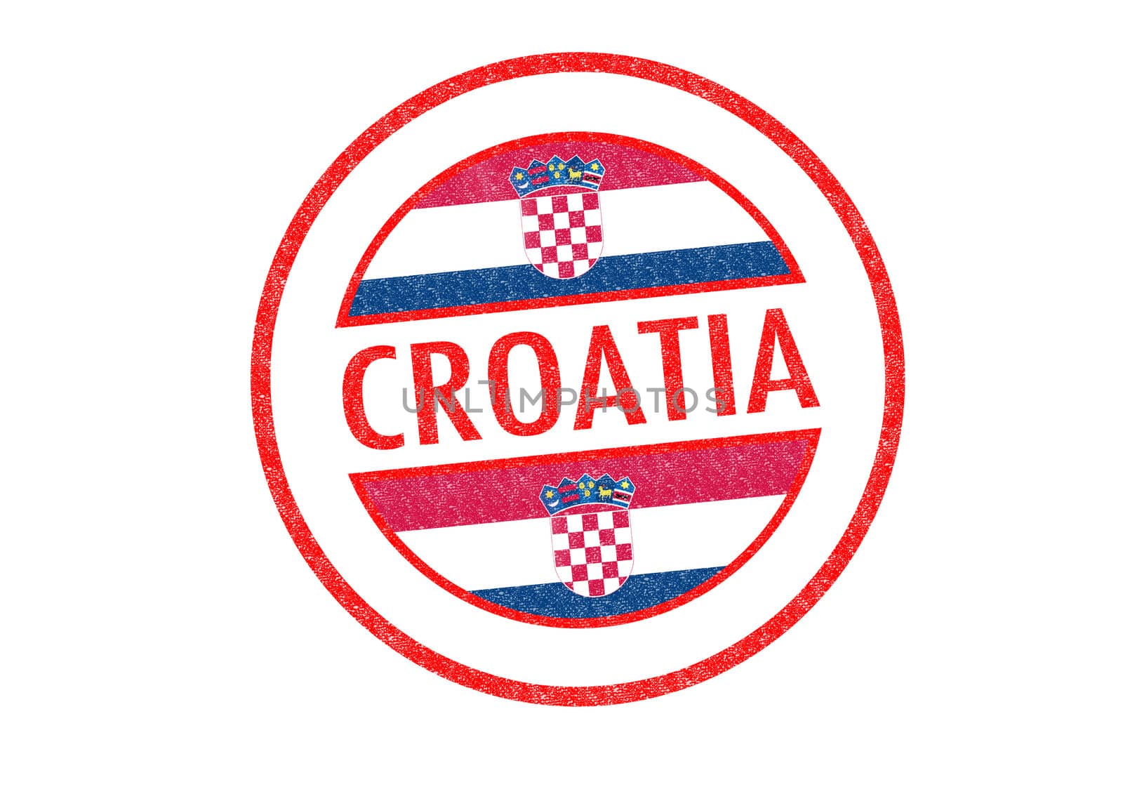 Passport-style CROATIA rubber stamp over a white background.