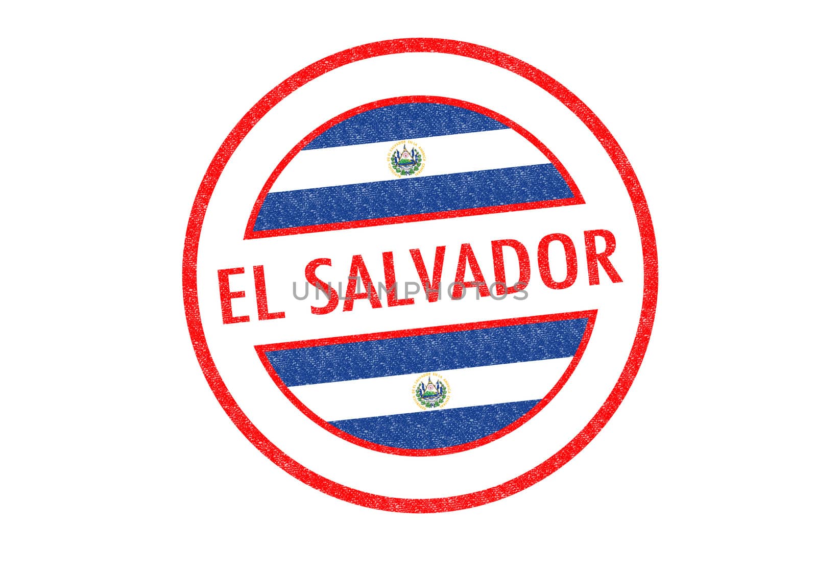 Passport-style EL SALVADOR rubber stamp over a white background.