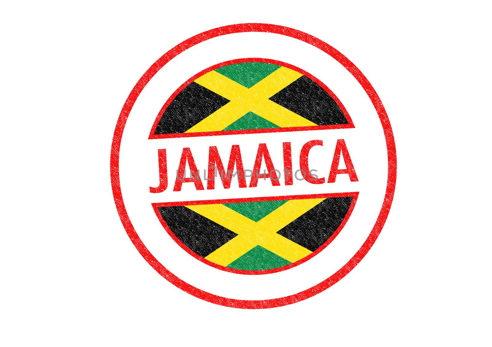 Passport-style JAMAICA rubber stamp over a white background.