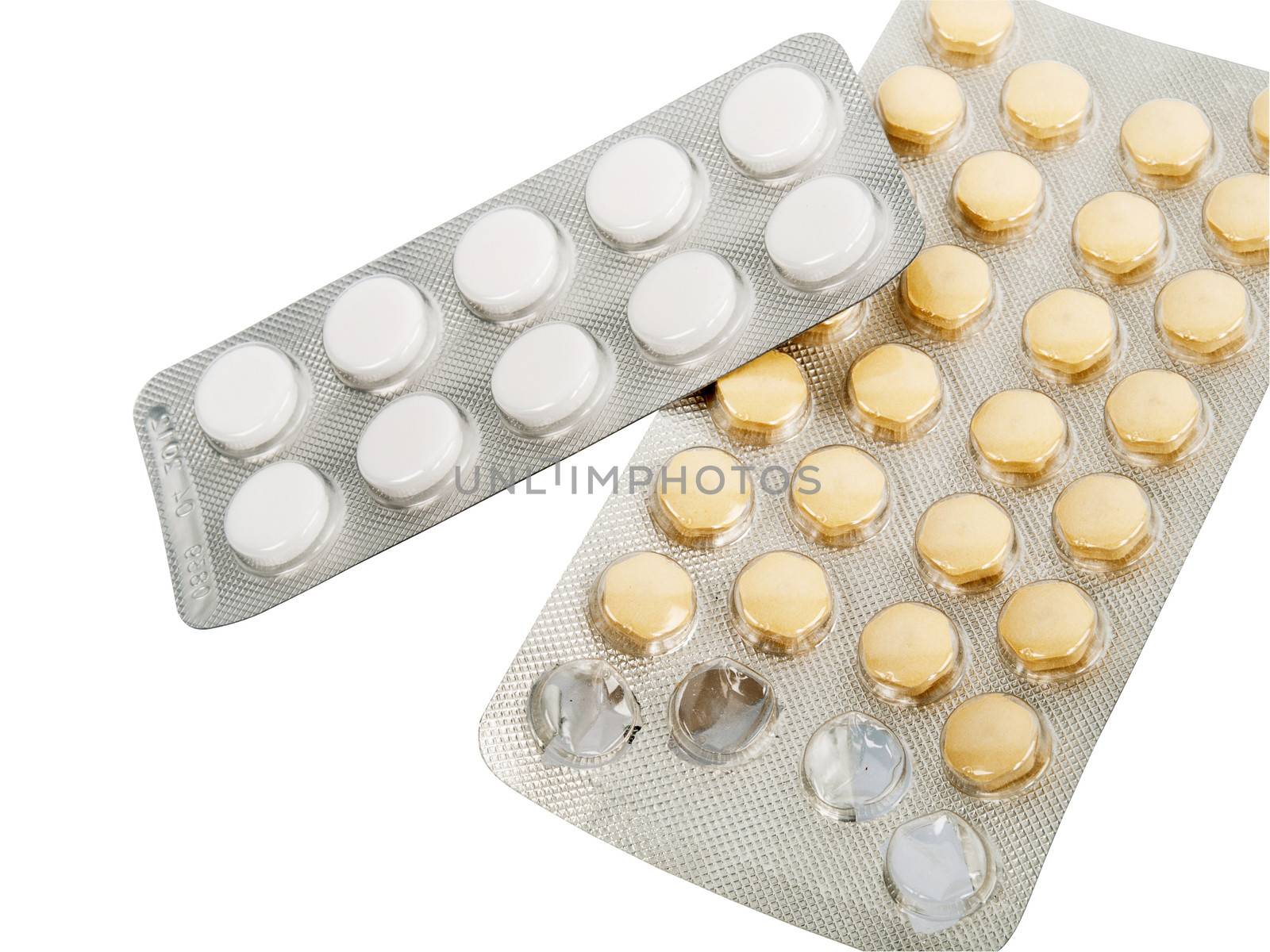 pills in blister pack isolated on white background