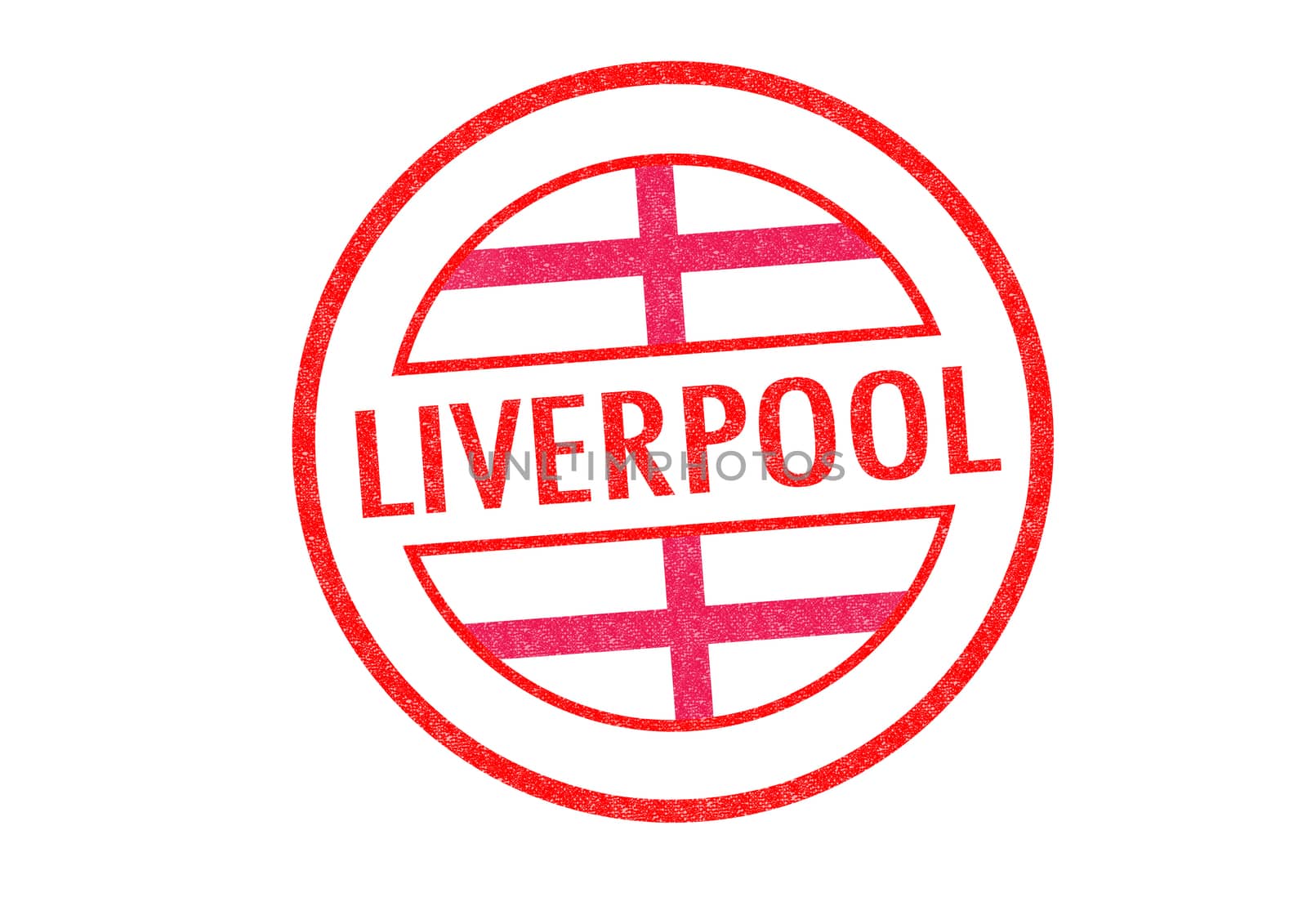 Passport-style LIVERPOOL rubber stamp over a white background.