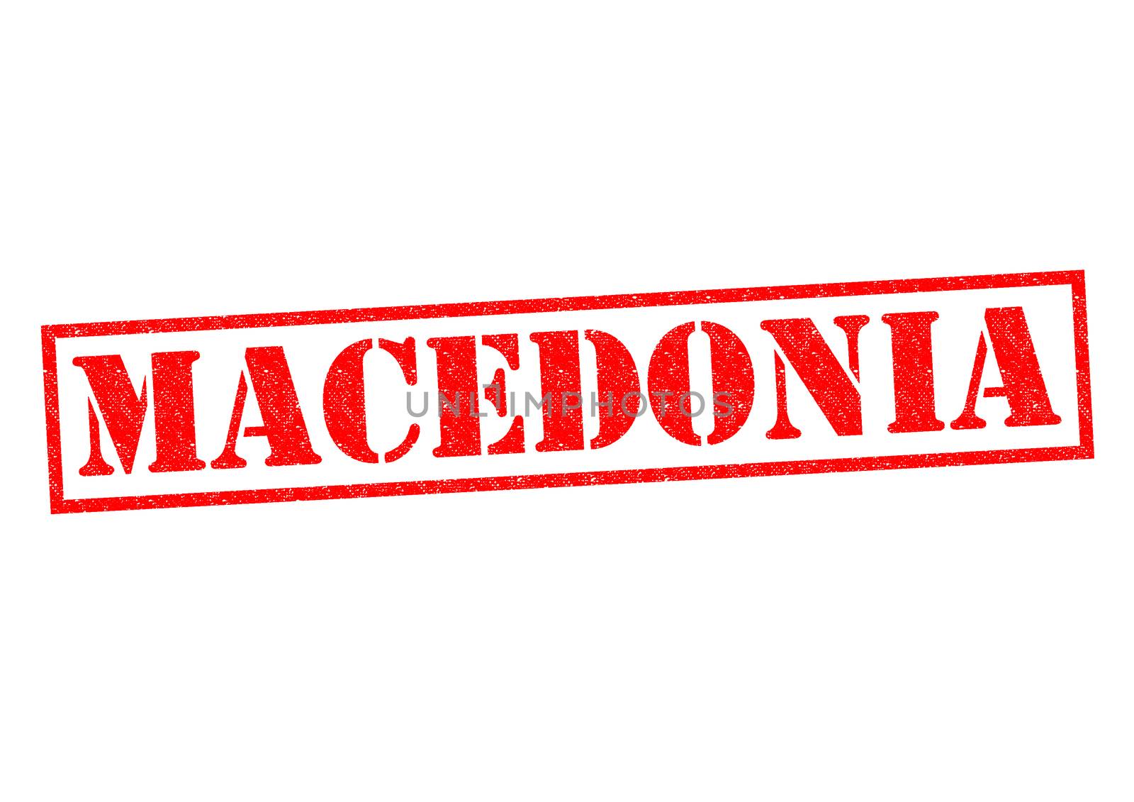 MACEDONIA Rubber Stamp over a white background.