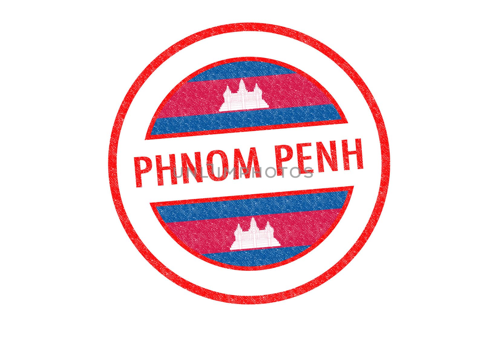 Passport-style PHNOM PENH (Cambodia) rubber stamp over a white background.