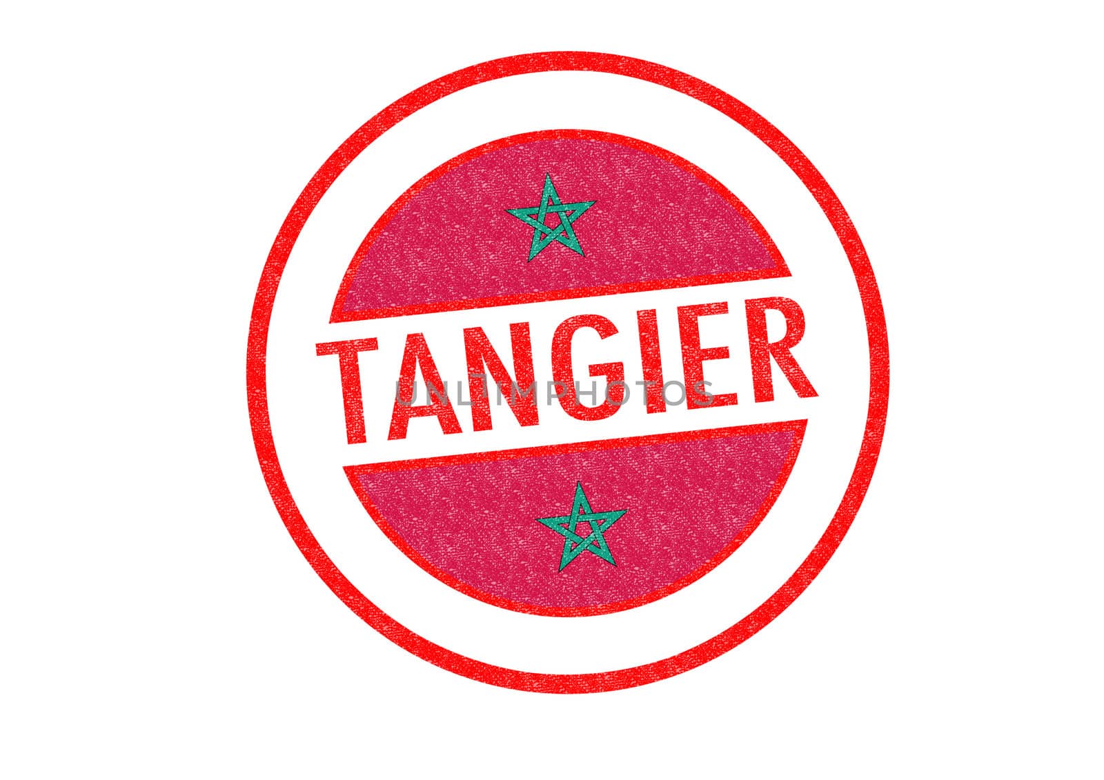 Passport-style TANGIER (Morocco) rubber stamp over a white background.