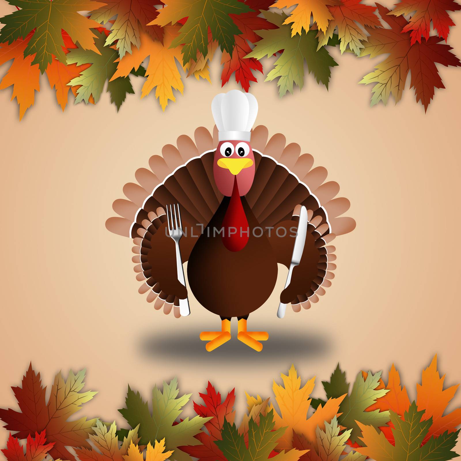 illustration of a turkey cartoon for Thanksgiving