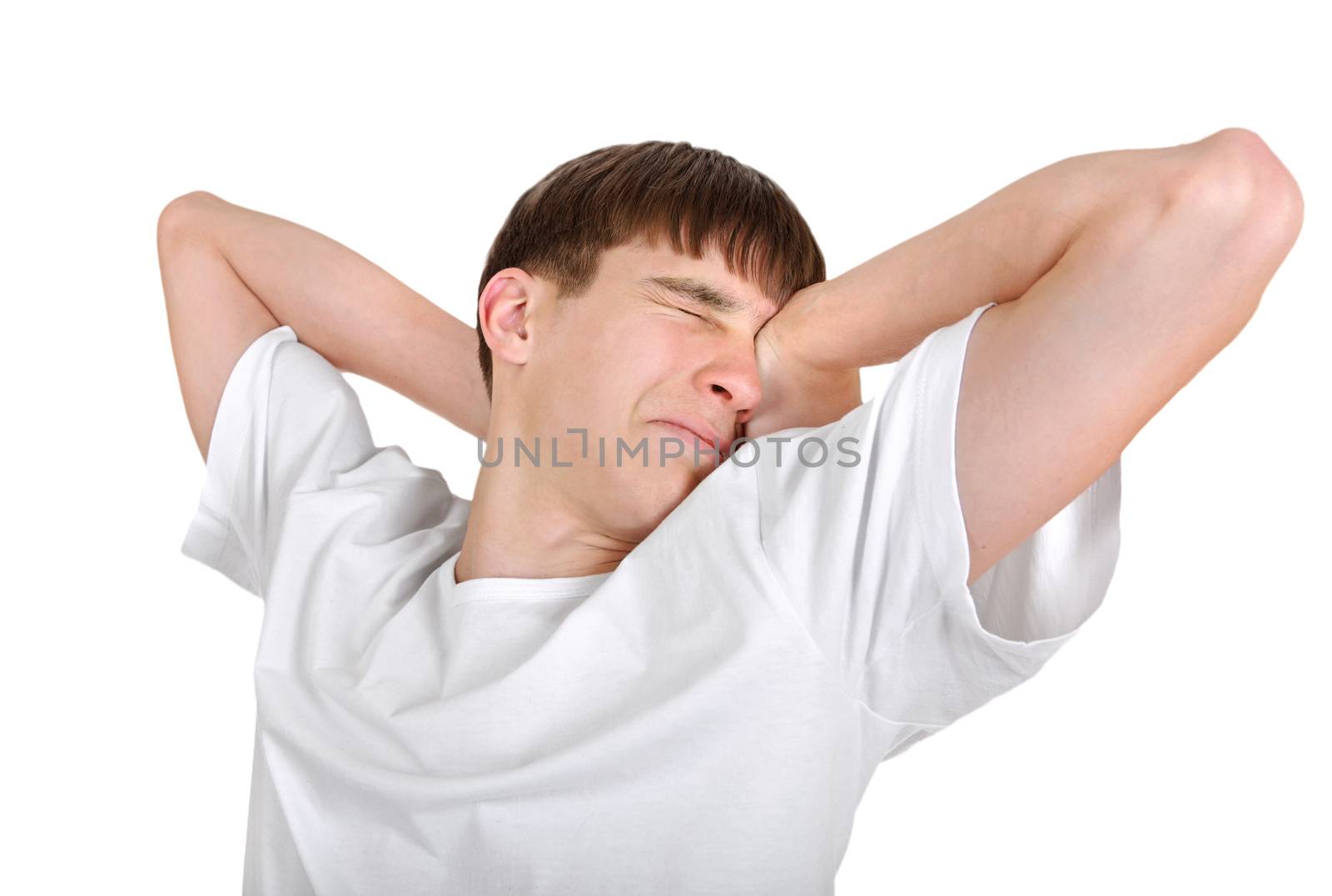 Tired Young Man Isolated on the White Background