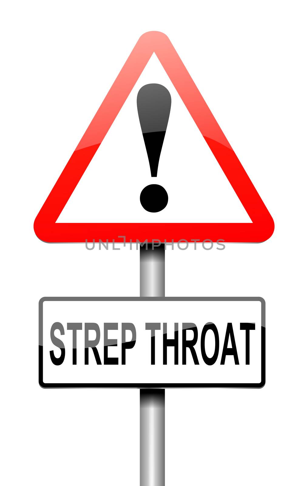 Illustration depicting a sign with a Strep Throat concept.