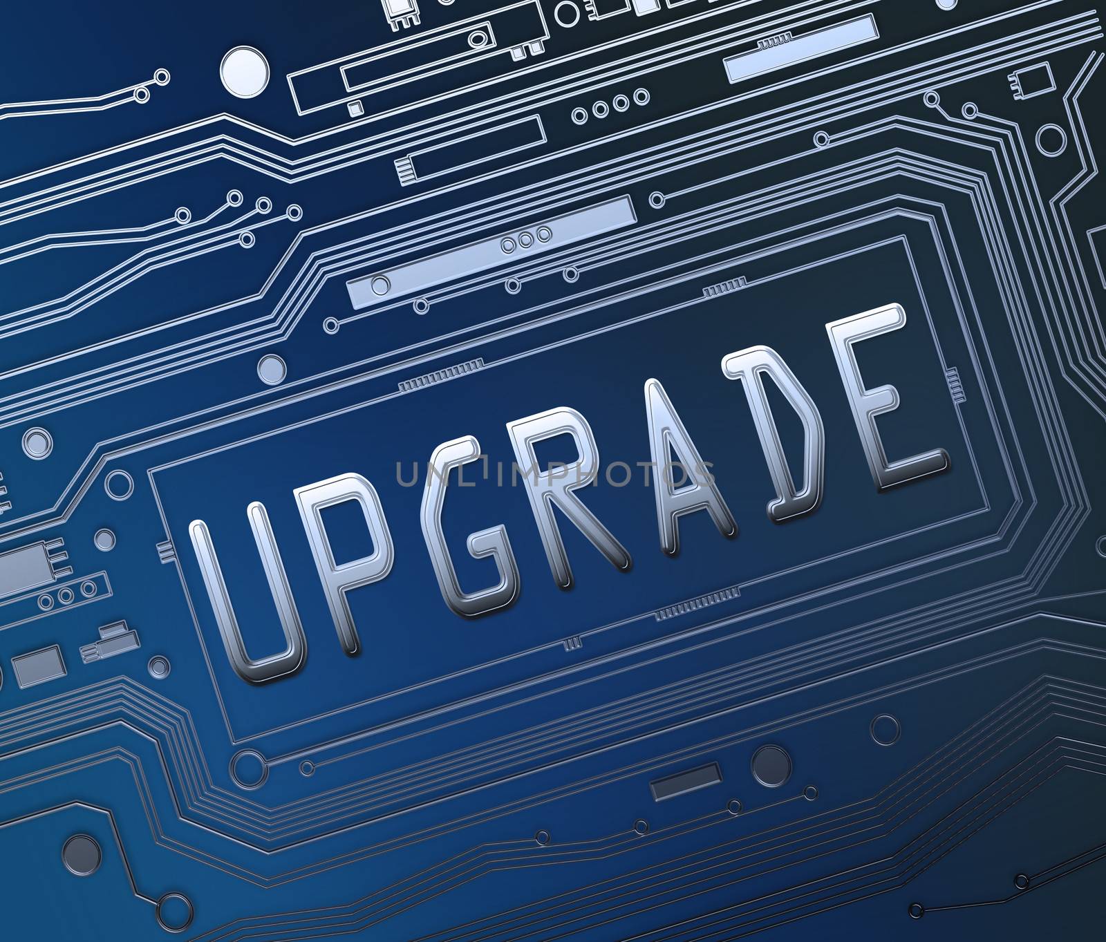 Illustration depicting a printed circuit board with an upgrade concept.