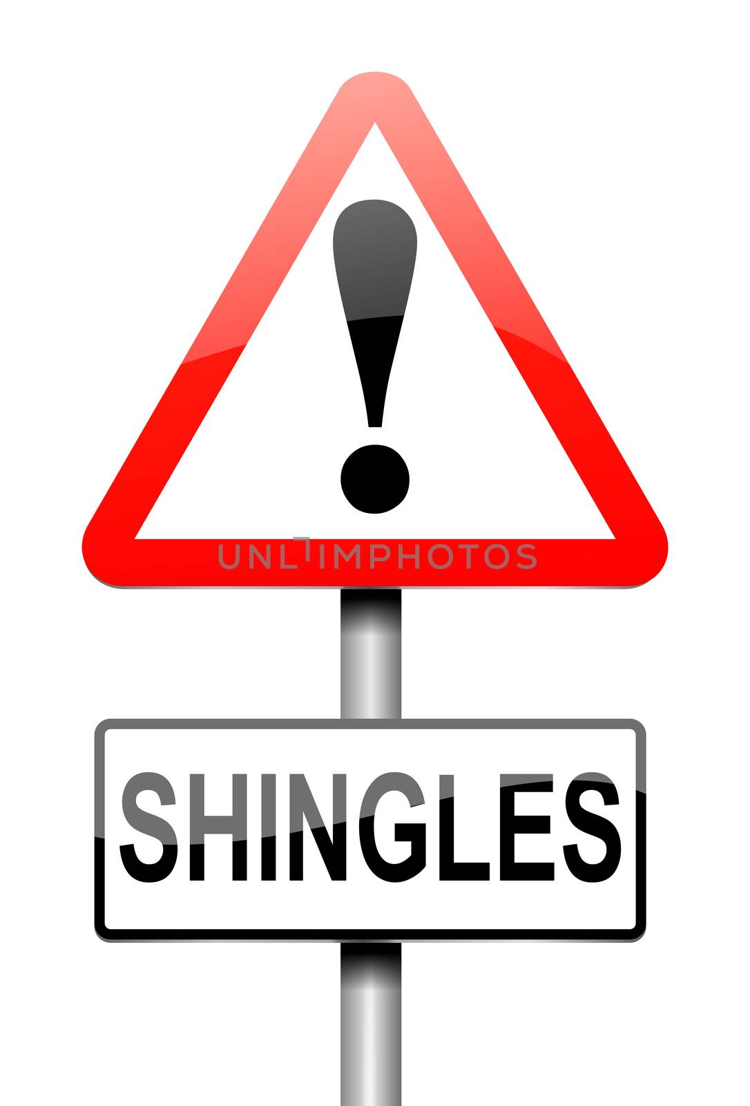 Illustration depicting a sign with a Shingles concept.