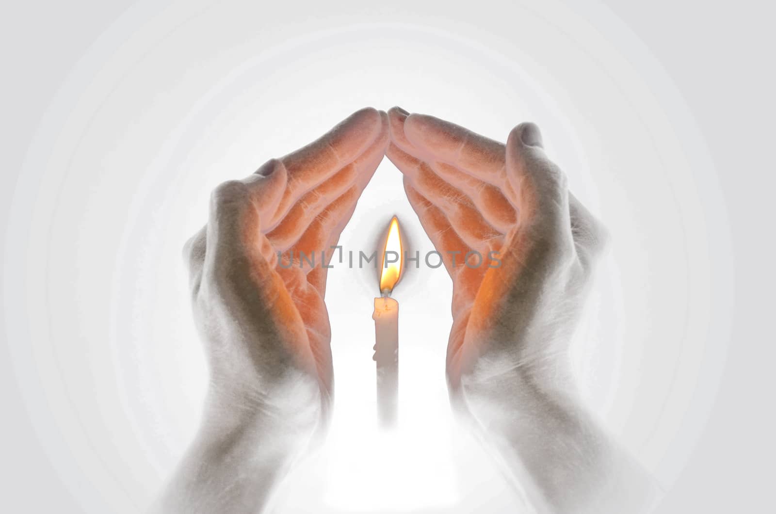 Candle light in hand with abstract style