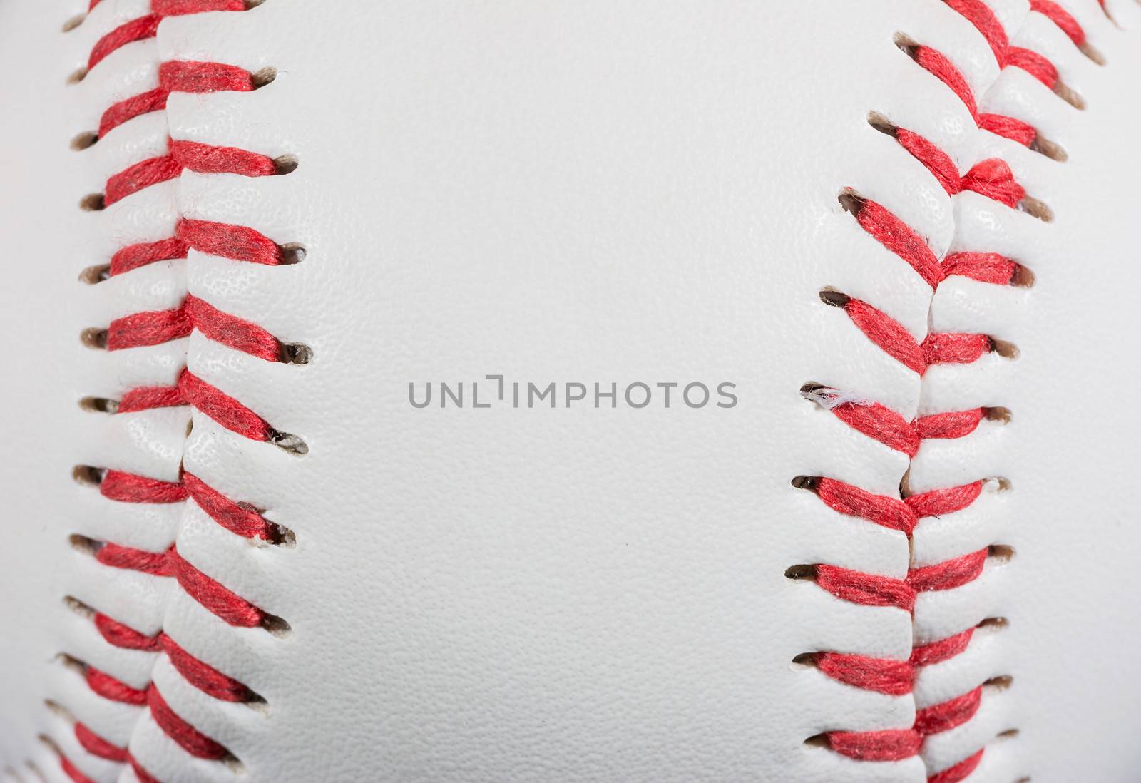 Baseball Ball macro on Stitches suitable as framed background for title text, horizontal shot