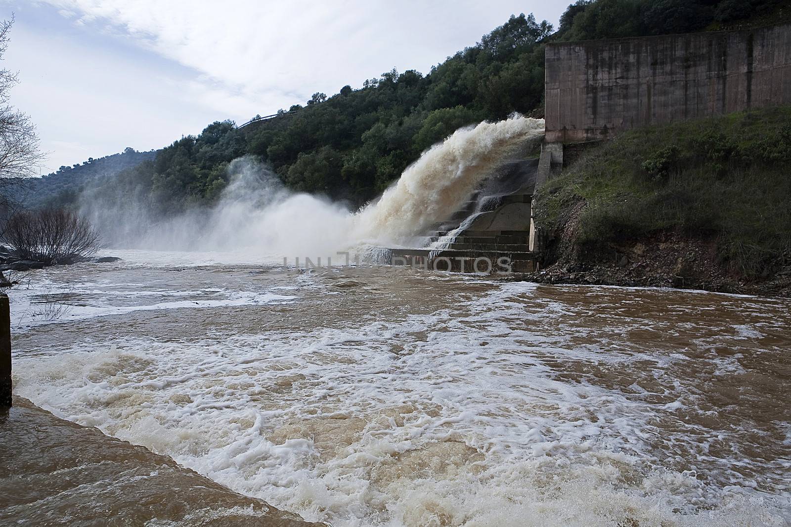 Spillway of the dam of the Yeguas, Cordoba province, Spain