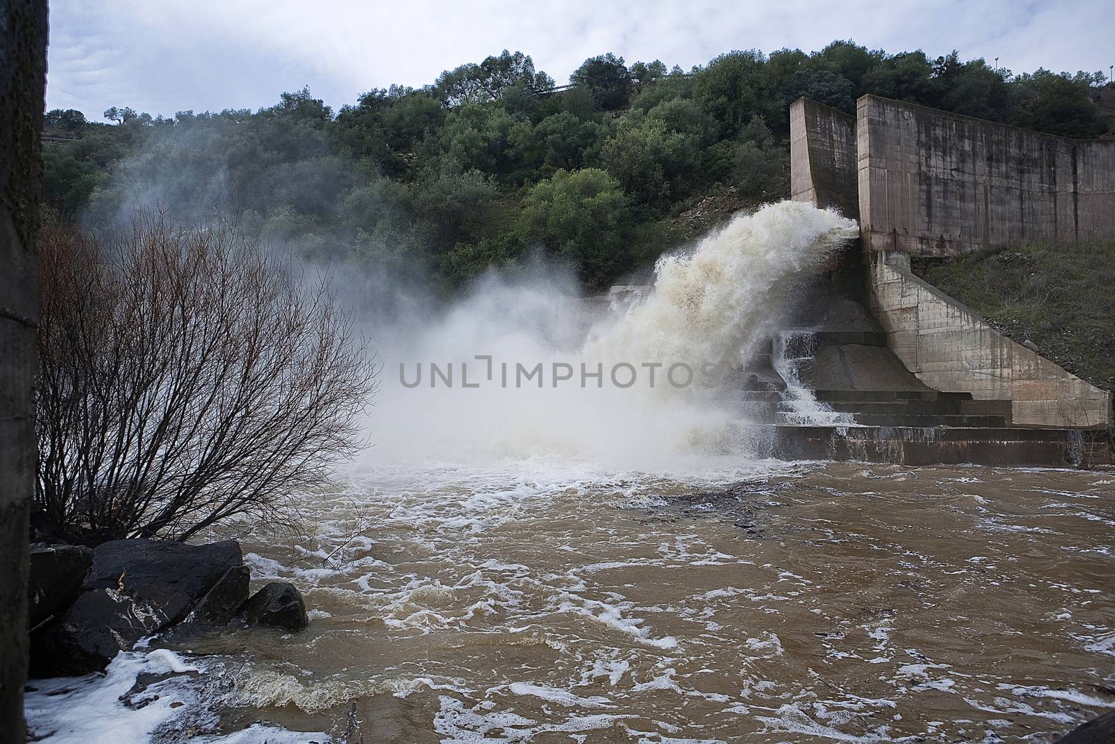 Spillway of the dam of the Yeguas, Cordoba province, Spain