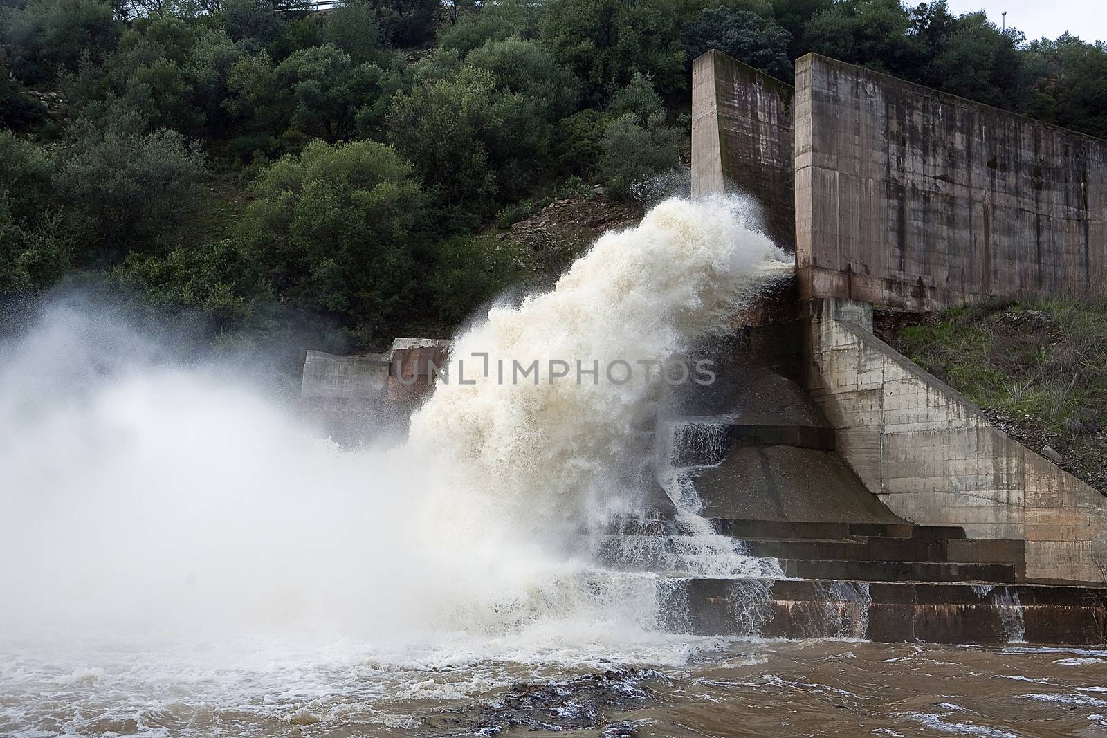 Spillway of the dam of the Yeguas, Cordoba province, Spain