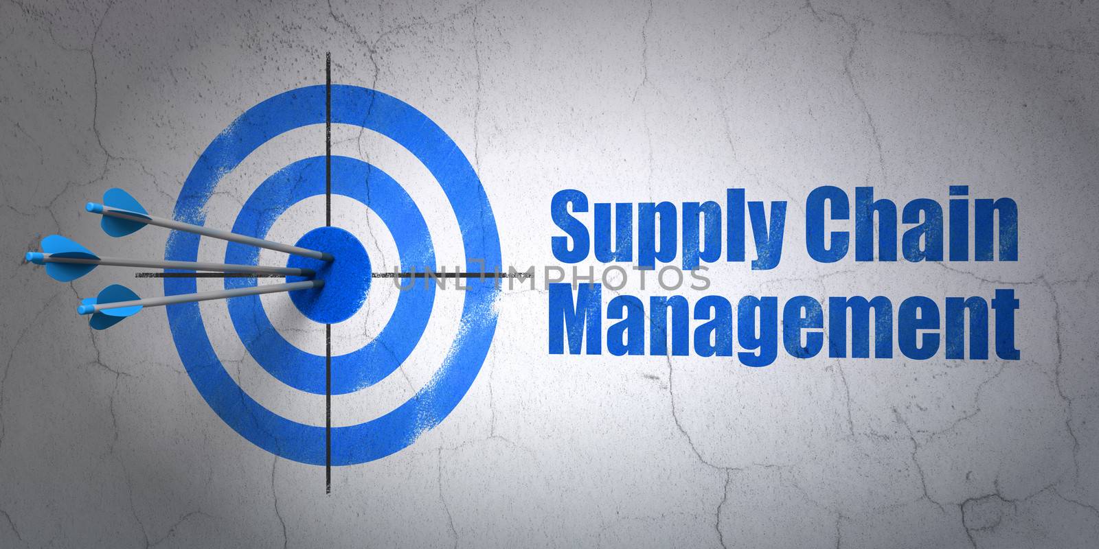 Marketing concept: target and Supply Chain Management on wall background by maxkabakov