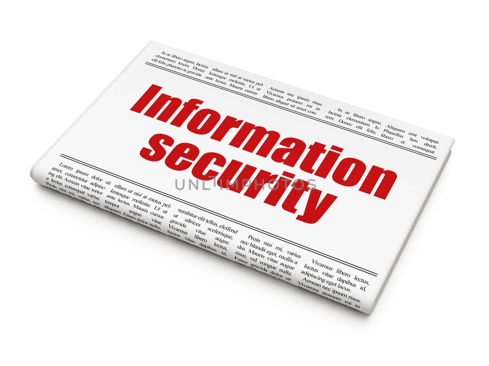 Security concept: newspaper headline Information Security on White background, 3d render