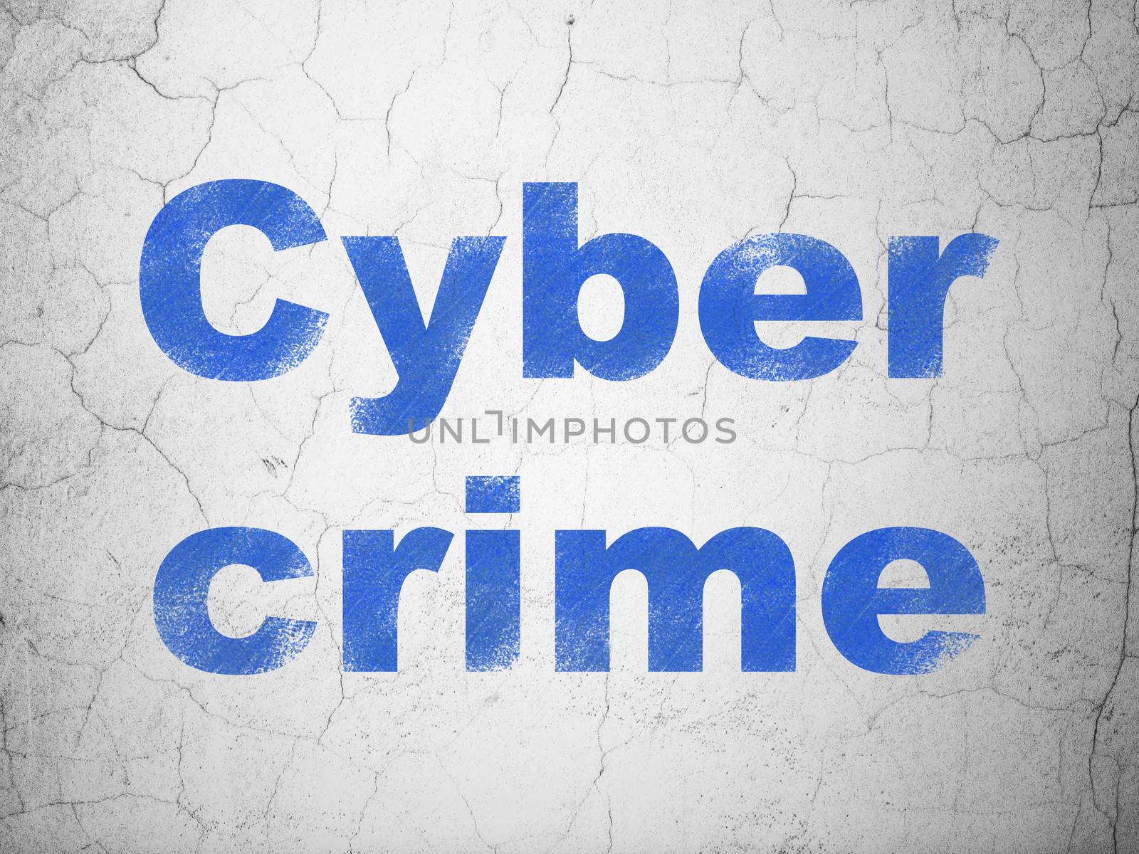 Security concept: Blue Cyber Crime on textured concrete wall background, 3d render