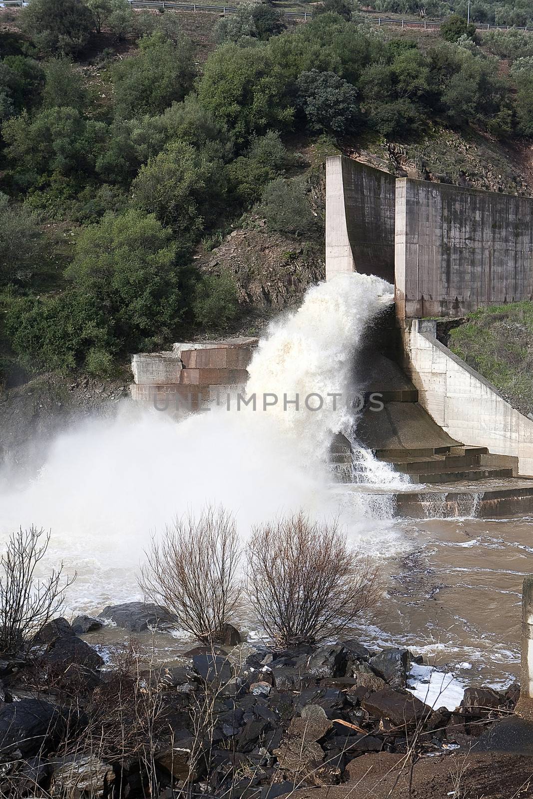 Spillway of the dam of the Yeguas, Cordoba province, Spain