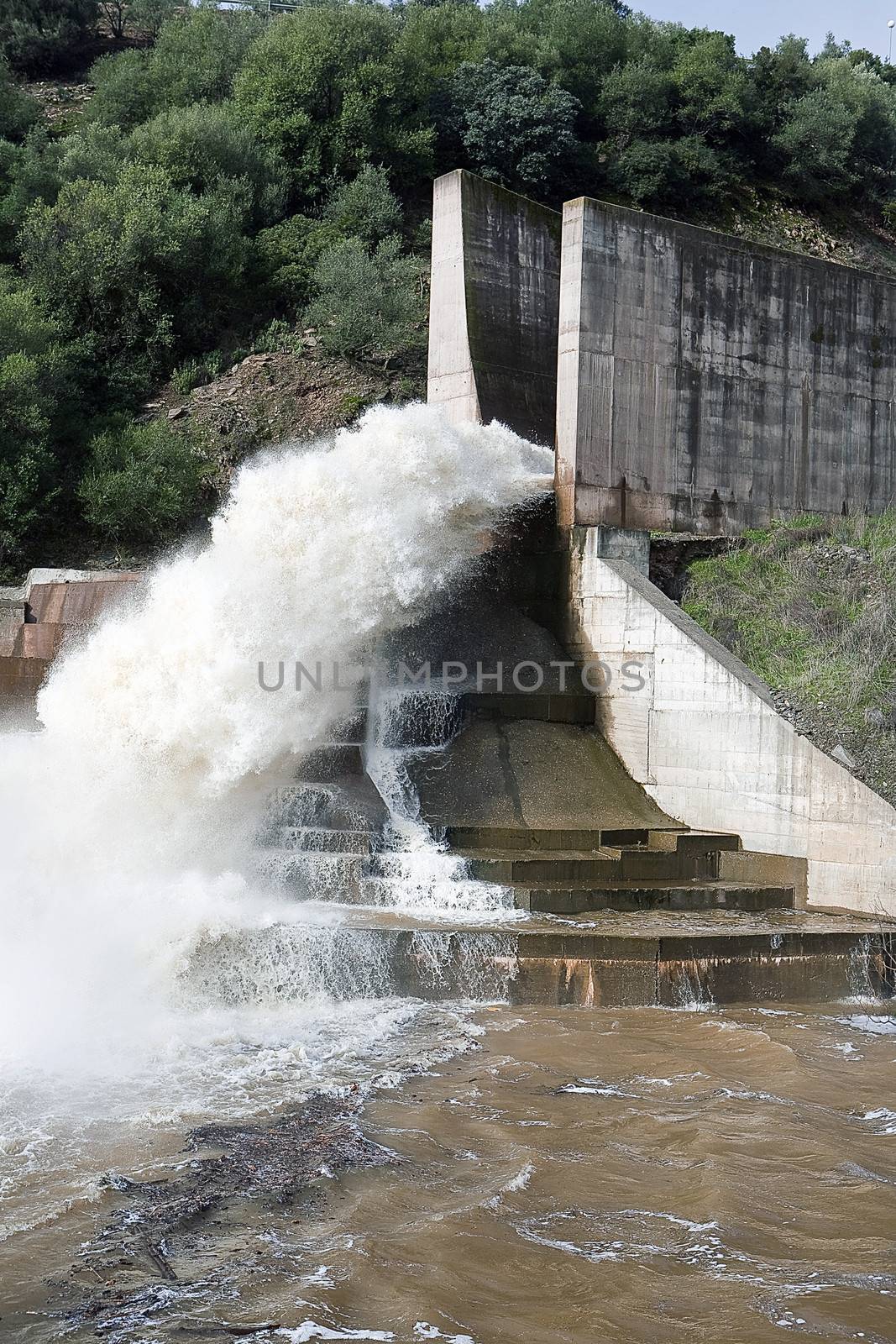 Spillway of the dam of the Yeguas, Cordoba province, Spain