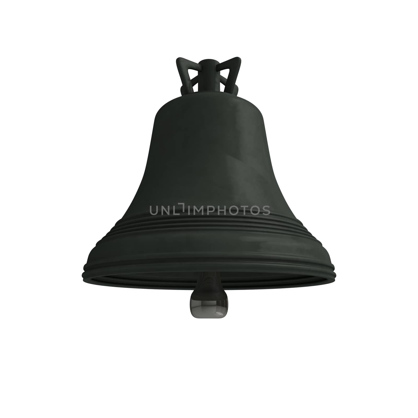 It is depicted a black 3d bell.