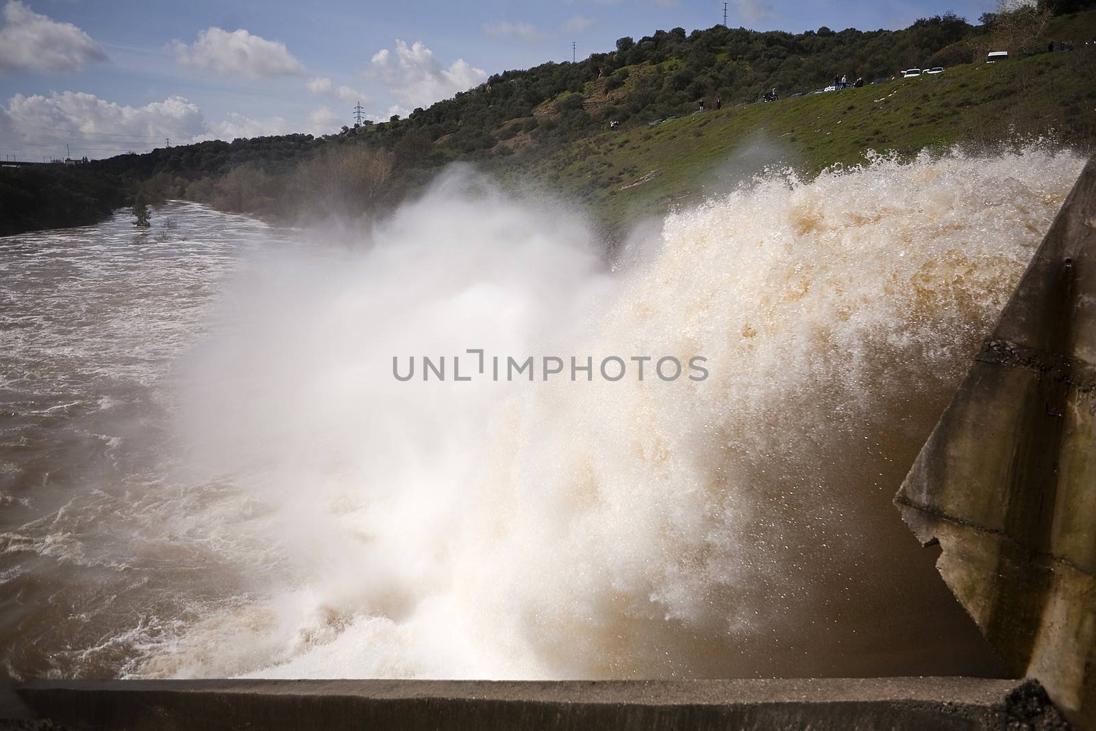 Spillway in the reservoir of San Rafael de Navallana, near Cordoba, Andalusia, Spain
