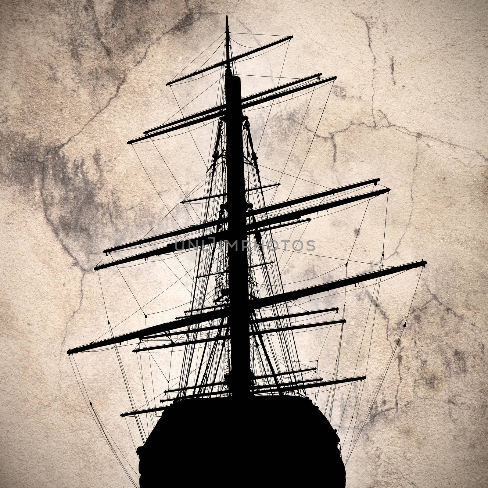 ship silhouette on a textured background