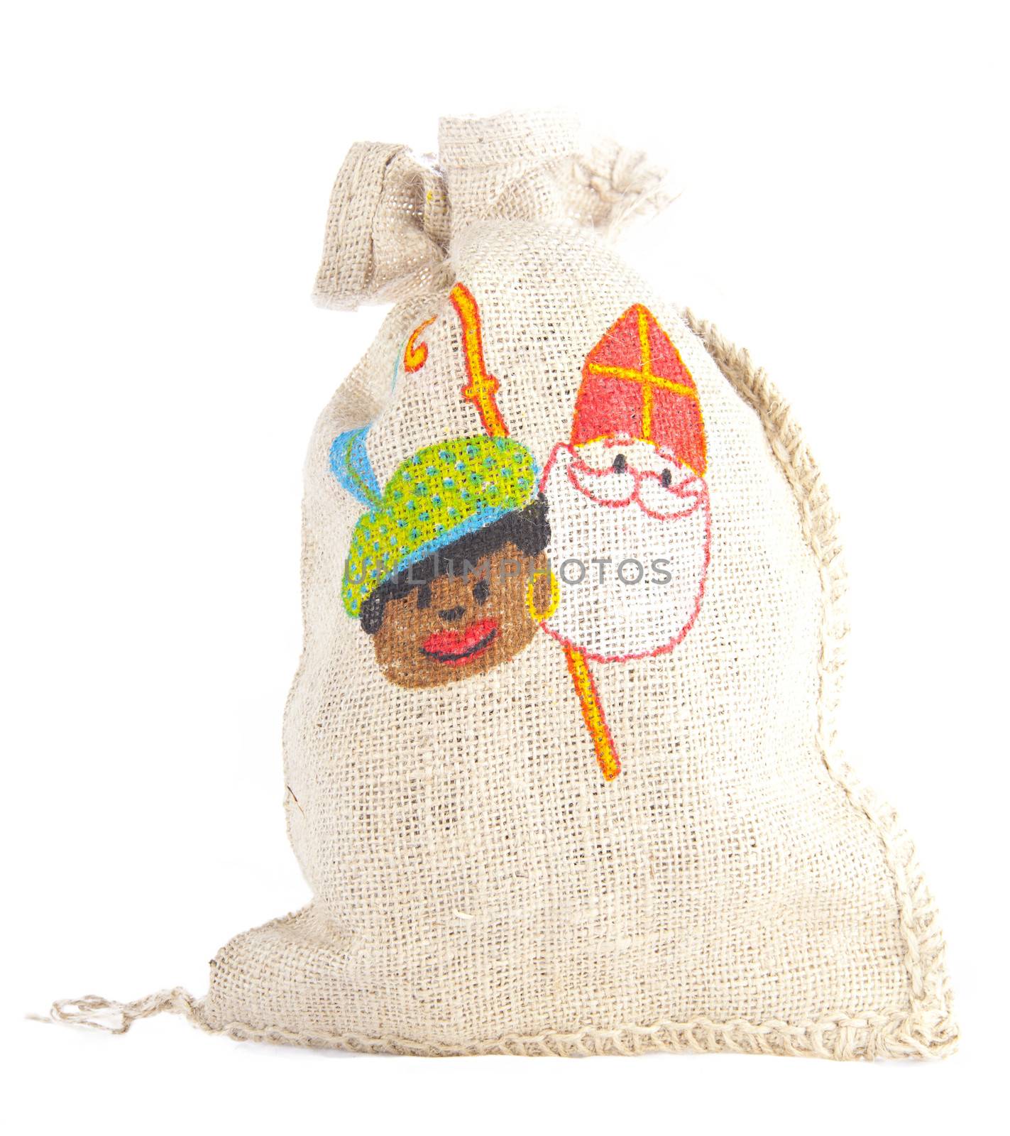 Bag with traditional Sint and Piet  isolated on white background