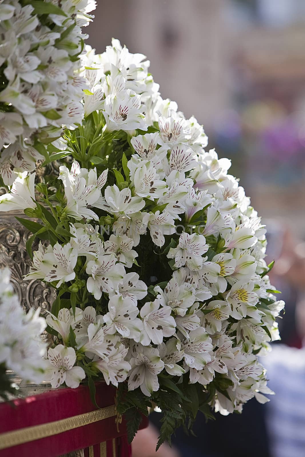 Detail of floral ornamentation on a throne of Holy week, linares, Jaen province, Spain