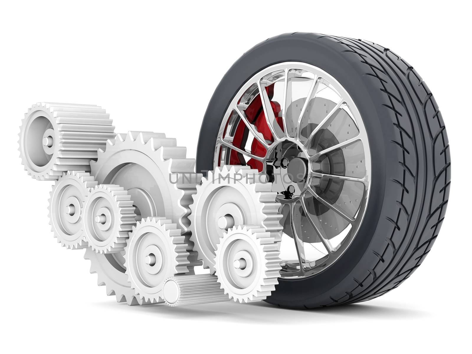 Black sports wheel on a white background