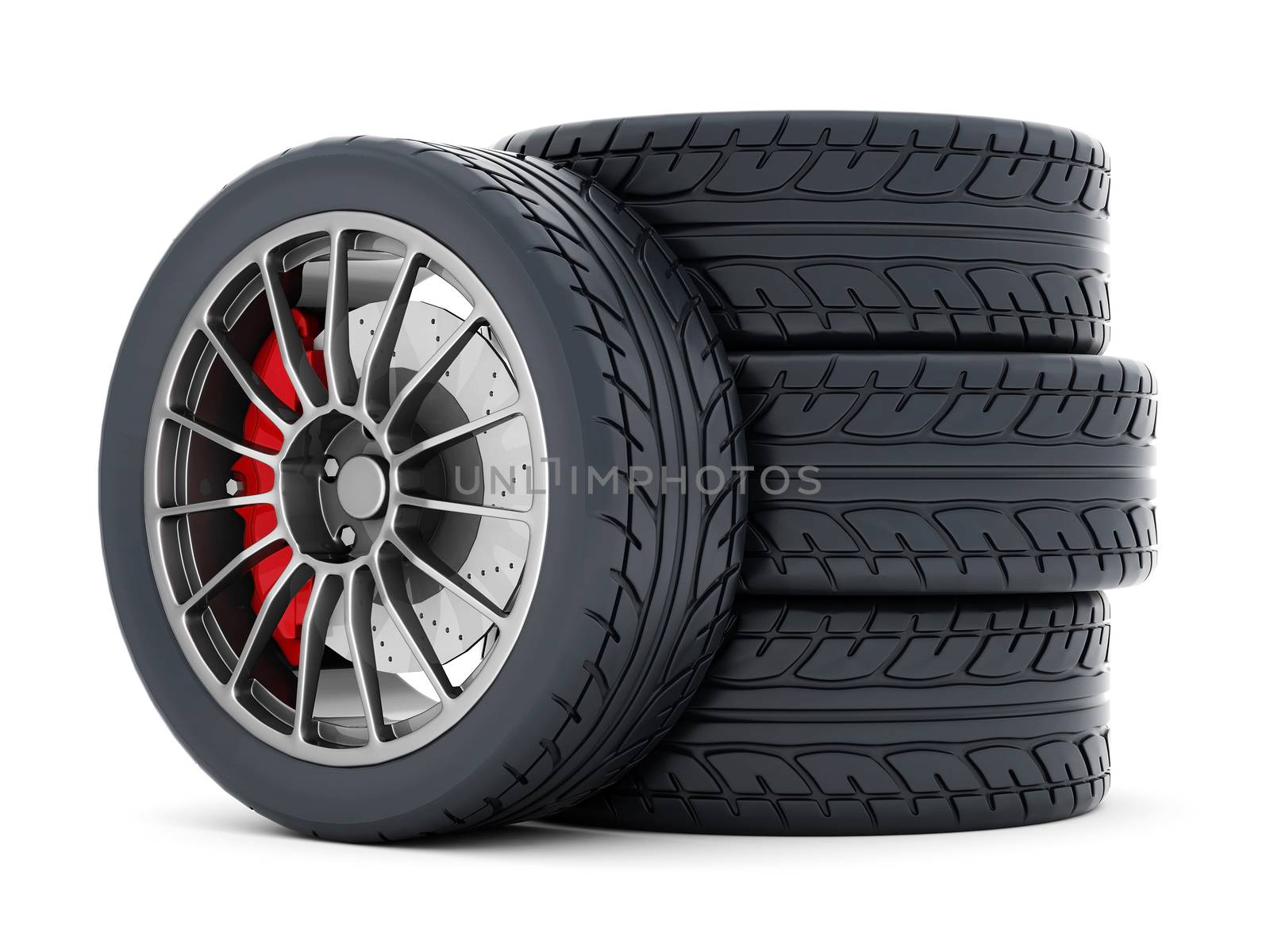 Black sports wheel on a white background