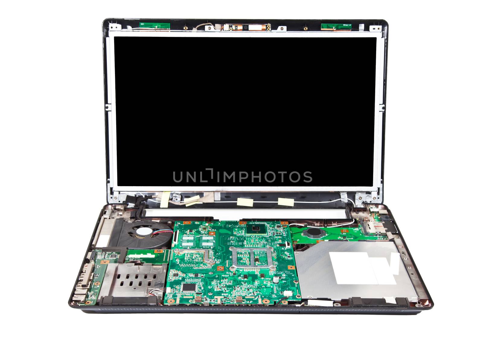 Laptop half disassembled front view by RawGroup