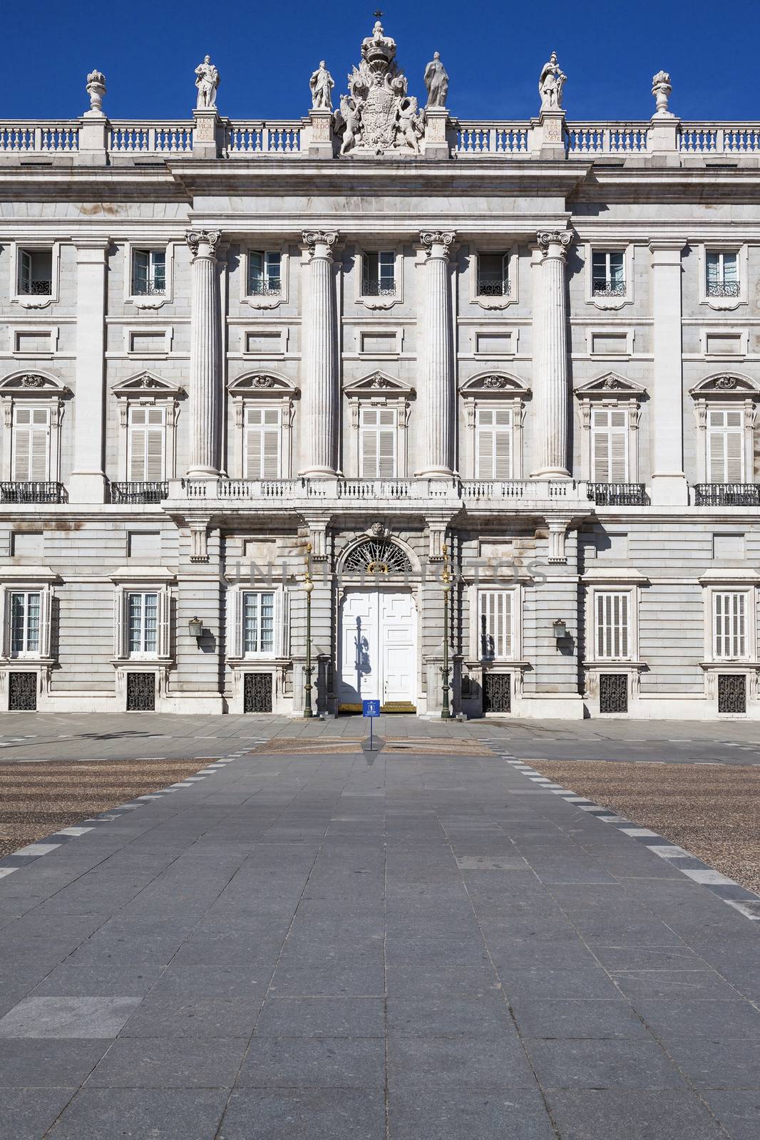 Vertical view of Madrid Royal Palace (Palacio de Oriente), Spain.