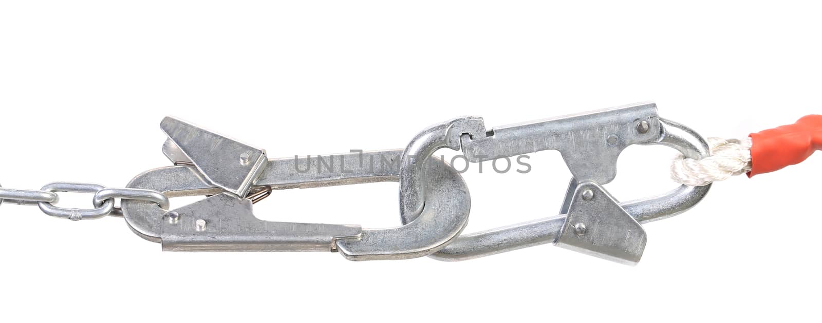 Carbine on chain clasped. Isolated on a white background.