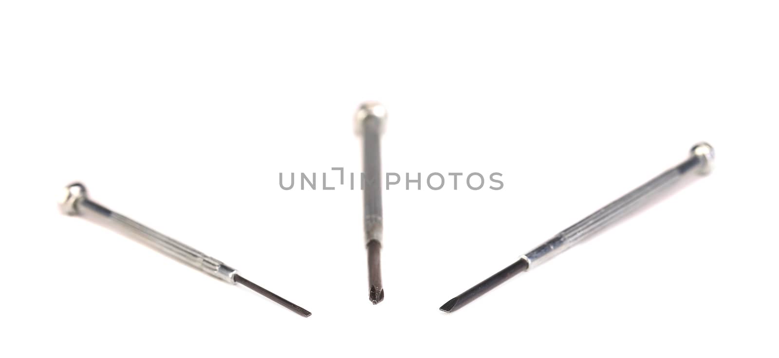 Close up of screw tips. Isolated on a white background.