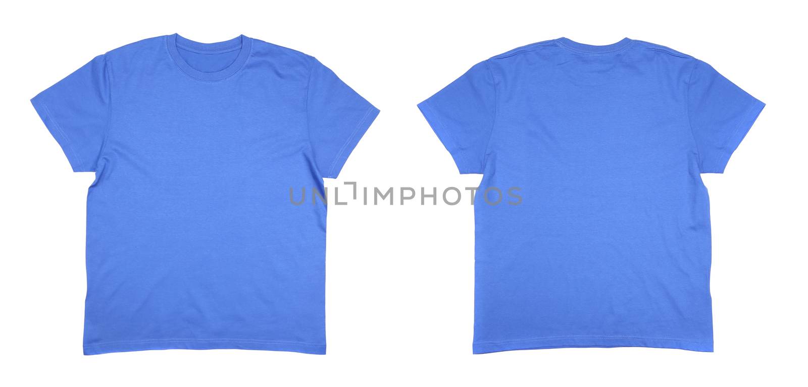 Two men's blue T-shirts. Isolated on a white background