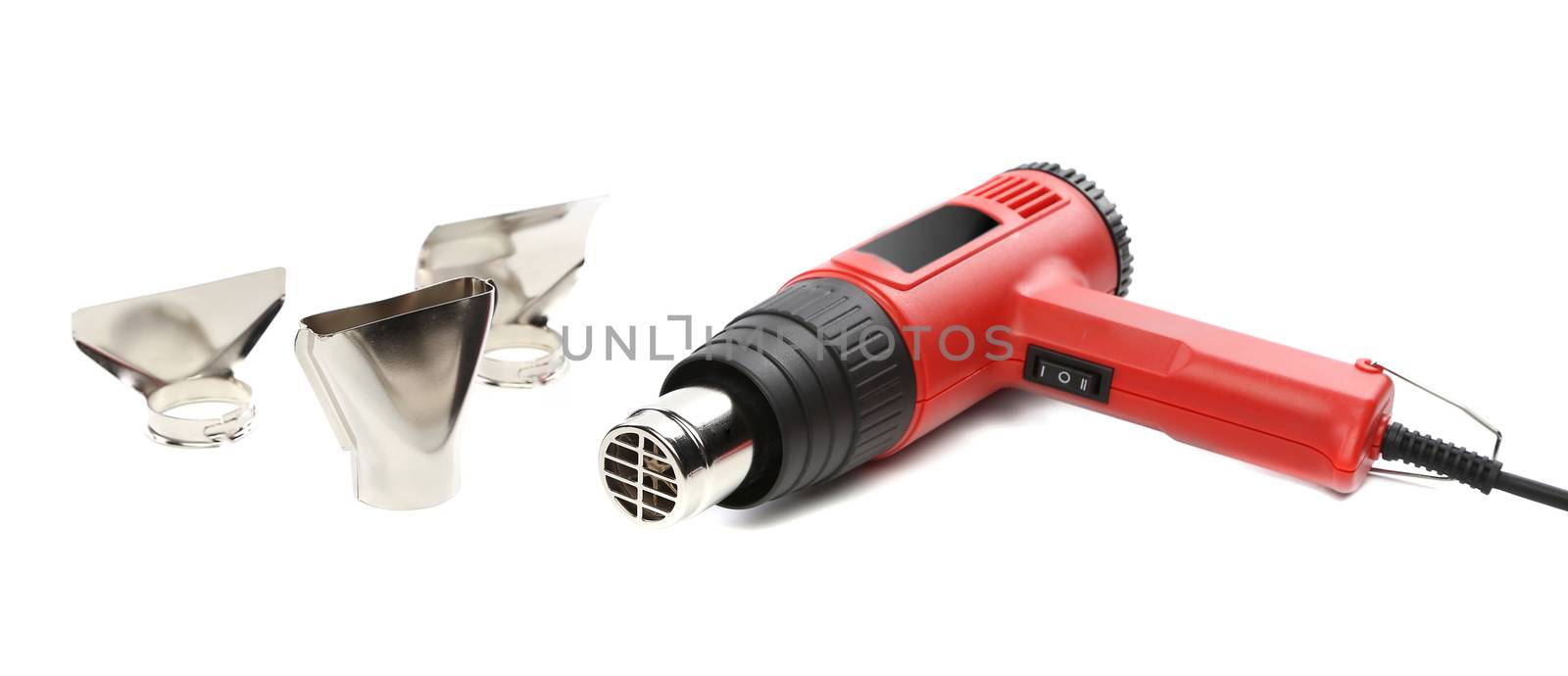 Hot air gun with tips. Isolated on a white background.