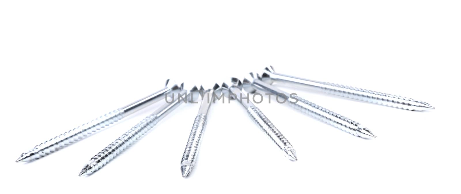 Fan of screws. Isolated on a white background.