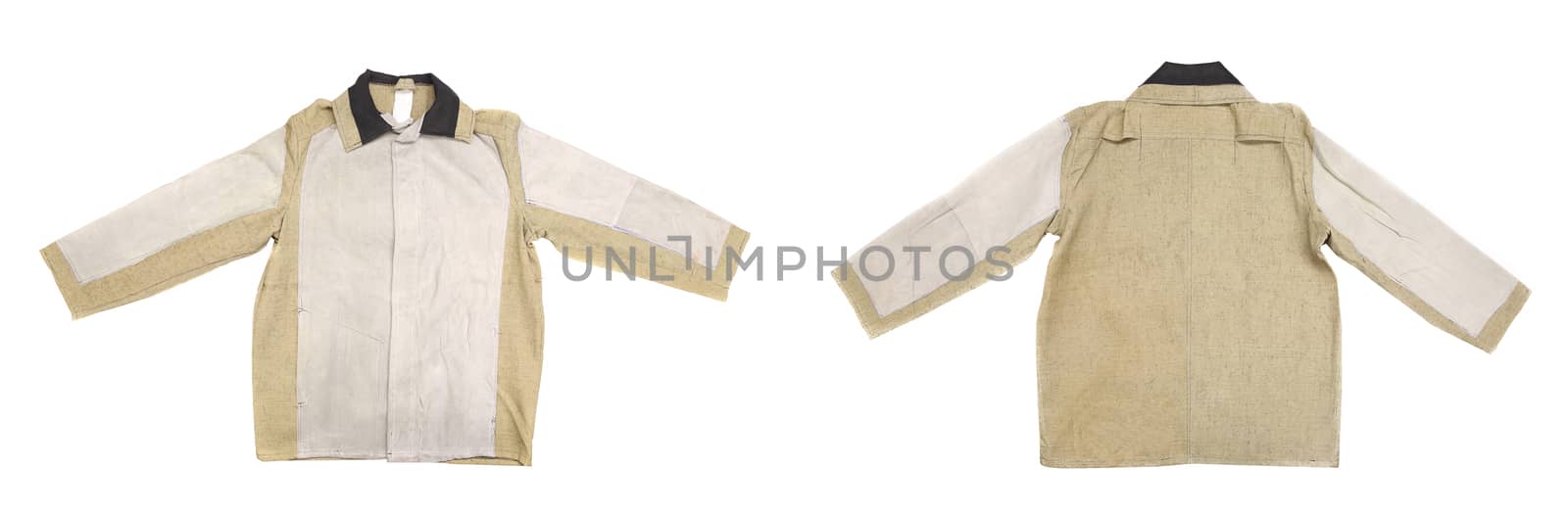 Welding working jacket. Isolated on a white background.