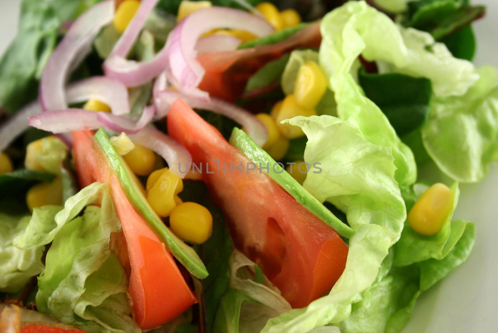 Delightful tomato and corn salad background.