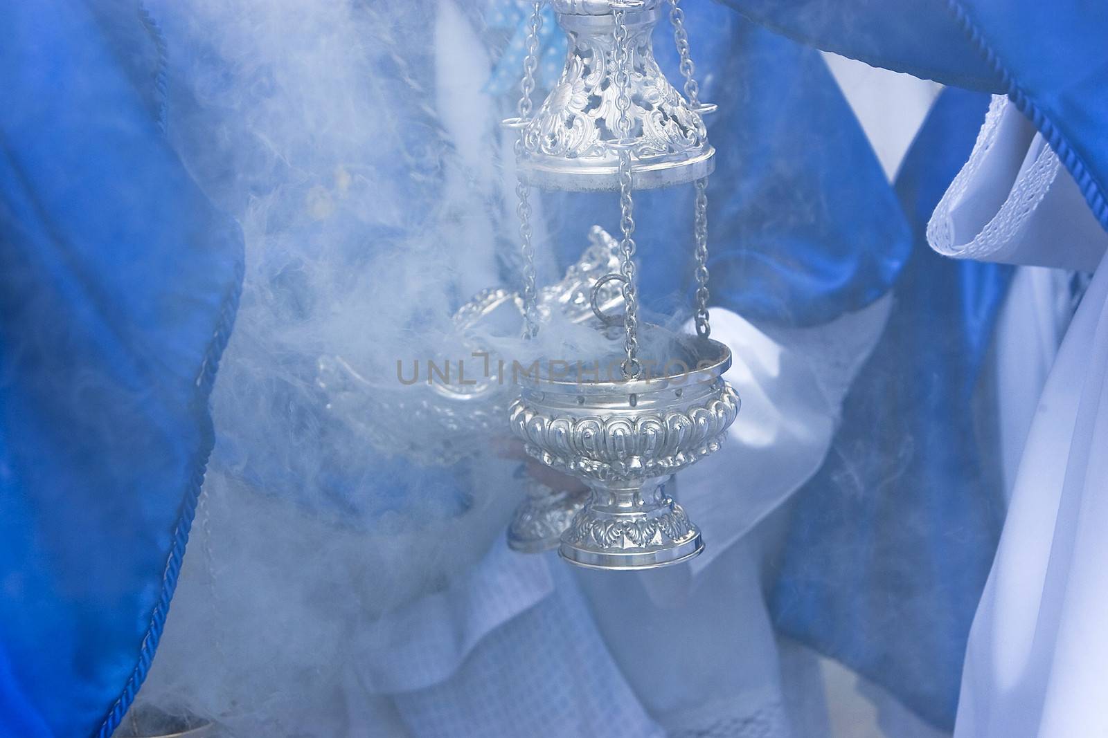 Censer of silver or alpaca to burn incense in the holy week, Andalusia, Spain