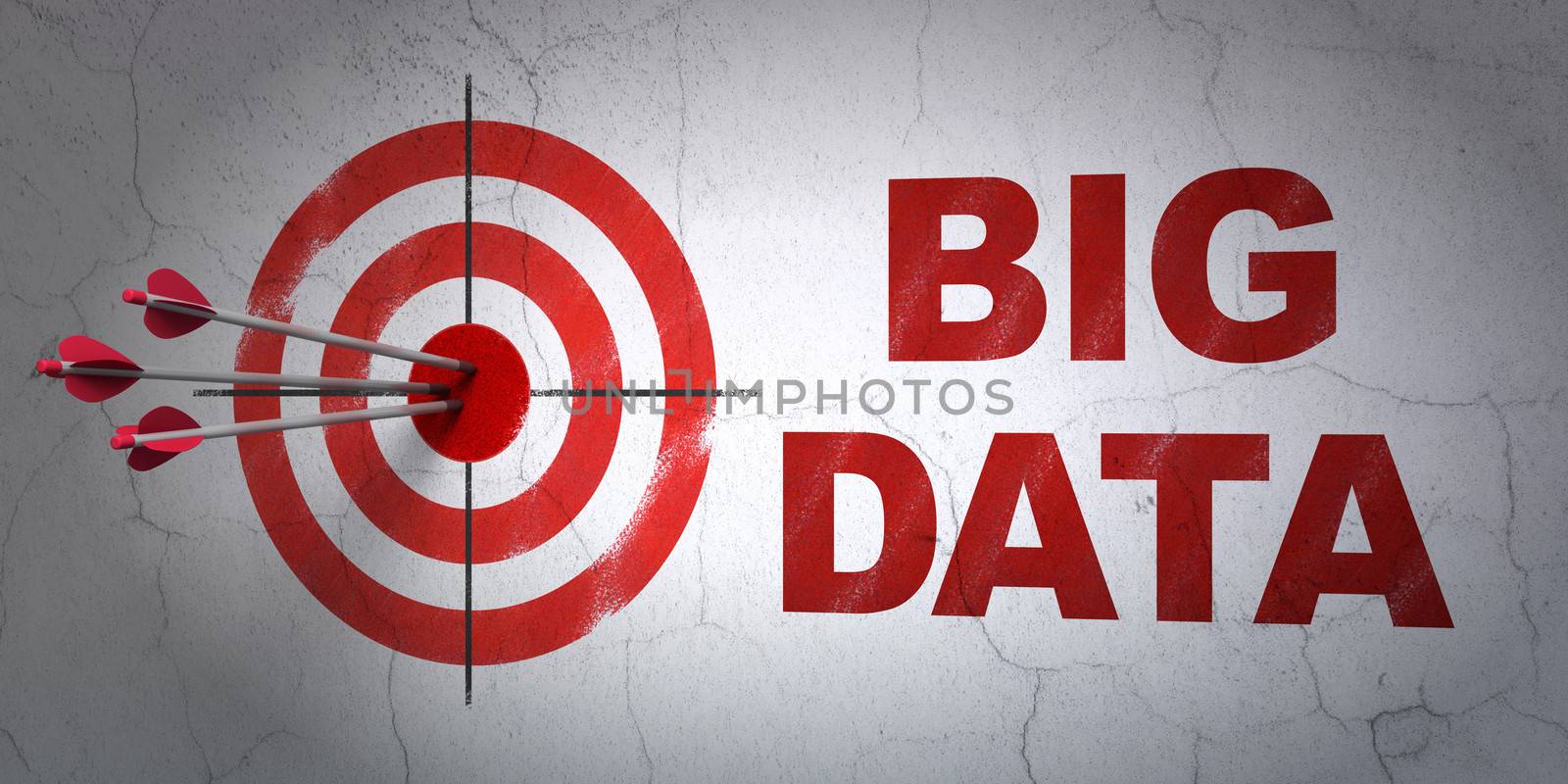 Data concept: target and Big Data on wall background by maxkabakov