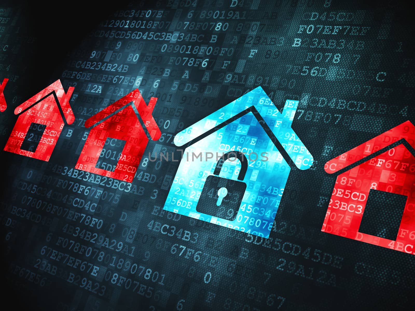 Privacy concept: Home on digital background by maxkabakov