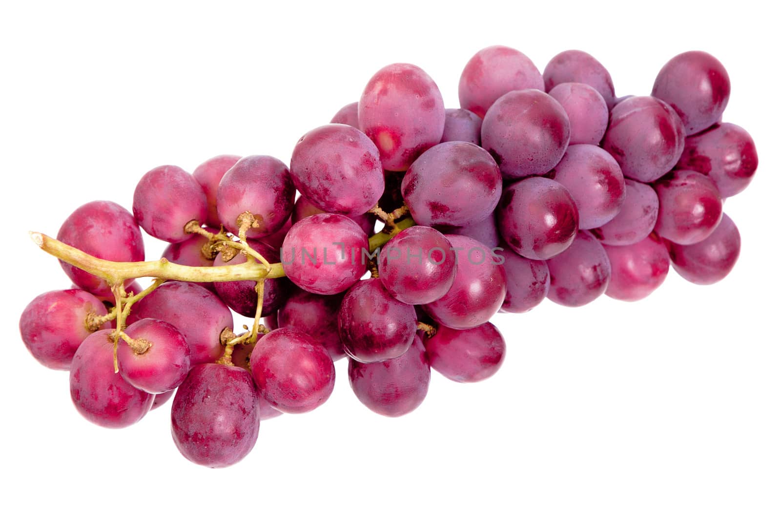 bunch of red grapes isolated on white background