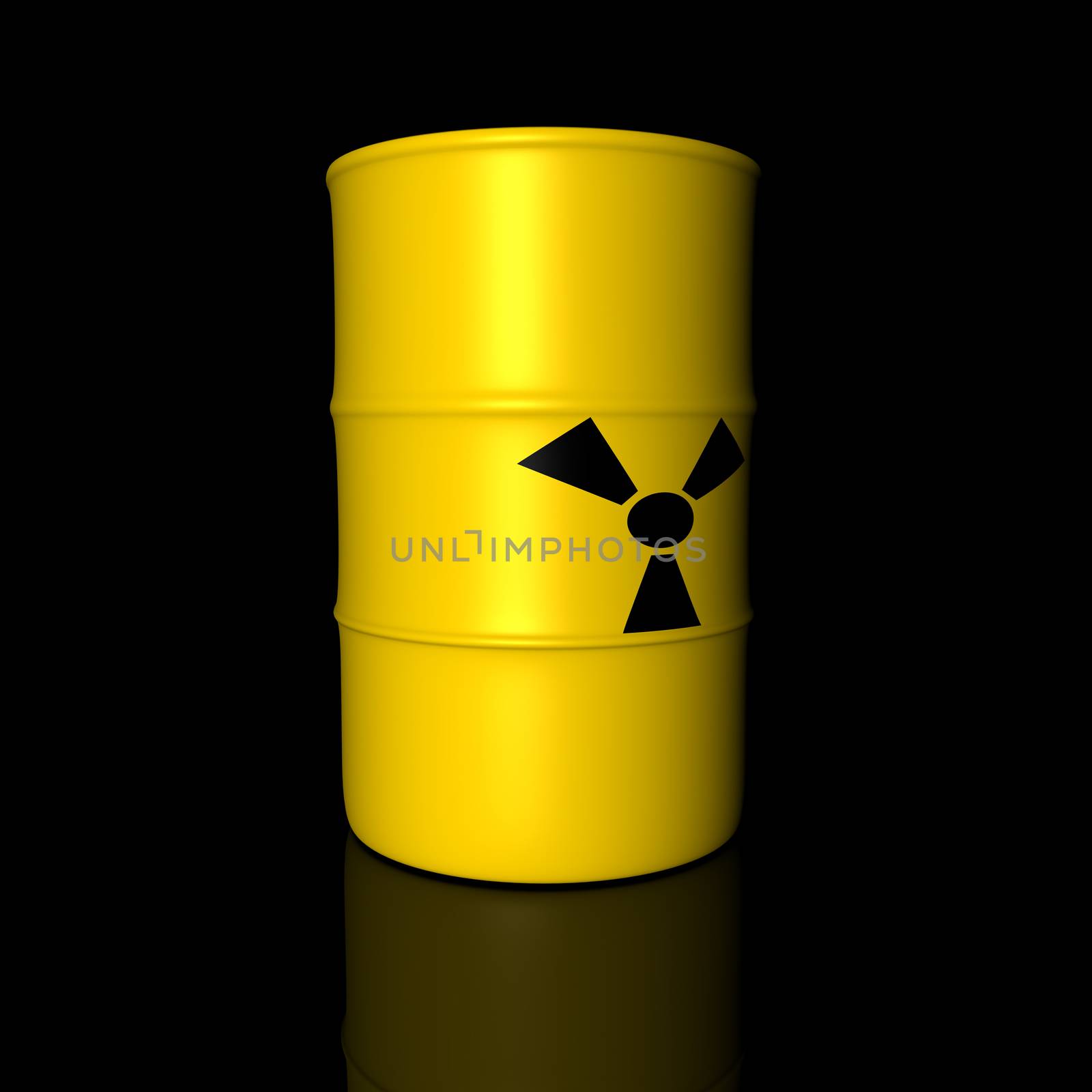 Barrel filled with radioactive Trash. 3D rendered Illustration.
