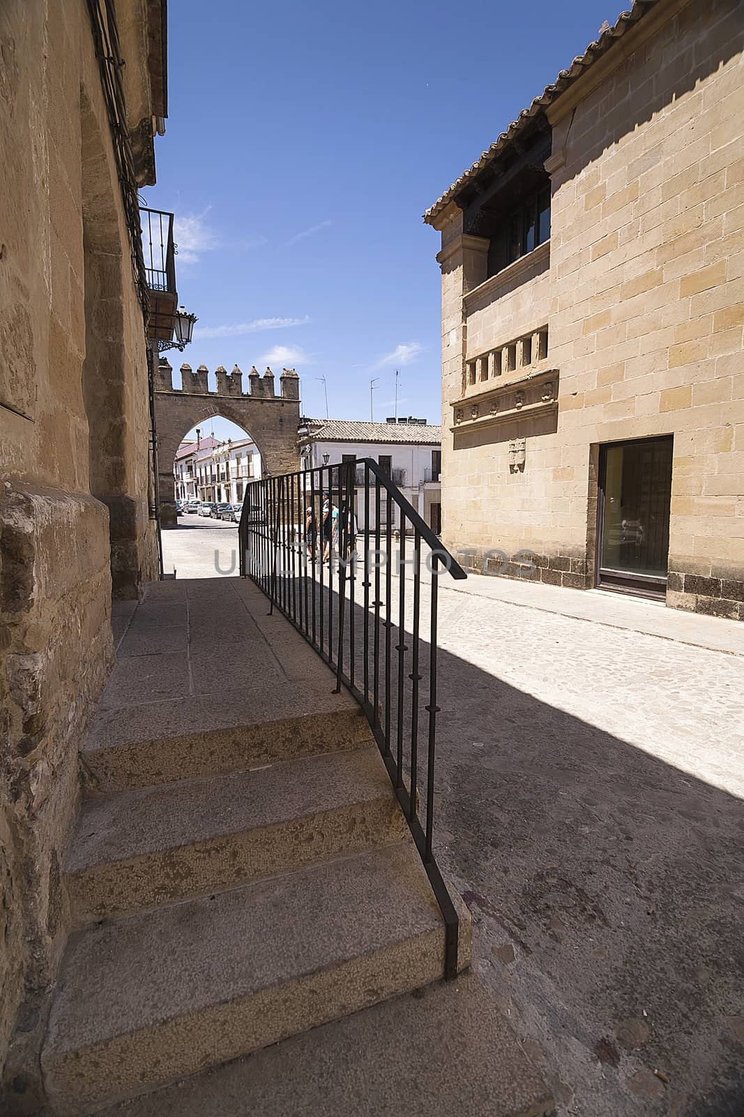 Stairs near the door of Jaen in Baeza, Jaen province, Andalusia, Spain